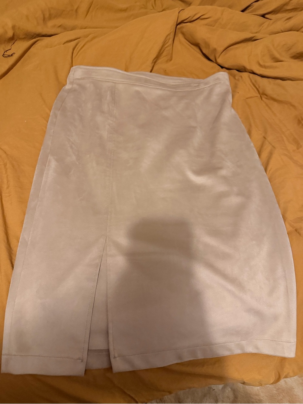 Philosophy Cream Suede Pencil Skirt with Front Slit